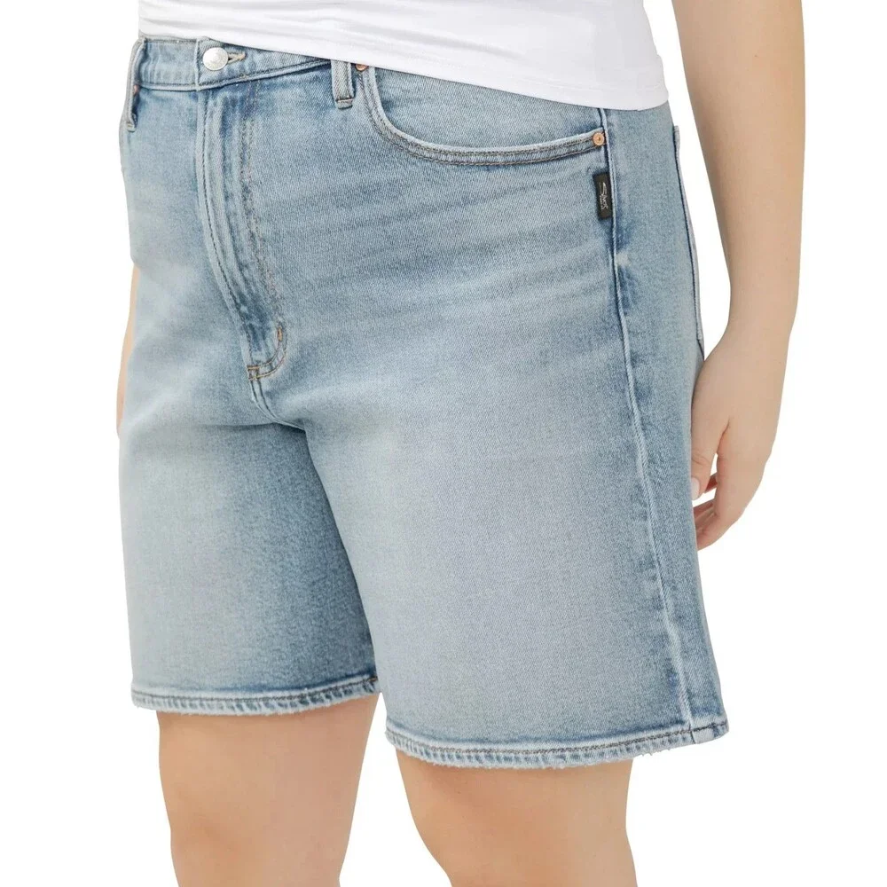 Silver Jeans Co. Women's Plus Size High Rise Vintage Long Shorts Indigo Blue 16W